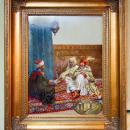 Orientalist Porcelain Plaque Arab Gentlemen Playing Backgammon After Margetson
