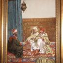 Orientalist Porcelain Plaque Arab Gentlemen Playing Backgammon After Margetson