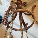 Antique English Regency Style Bronze Bell Jar Glass Lantern Chandelier