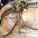 Antique English Regency Style Bronze Bell Jar Glass Lantern Chandelier