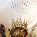 Antique English Regency Style Bronze Bell Jar Glass Lantern Chandelier