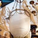 Antique English Regency Style Bronze Bell Jar Glass Lantern Chandelier