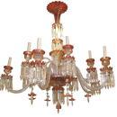 Rare Baccarat Rose Tiente Red & Amber Glass Chandelier