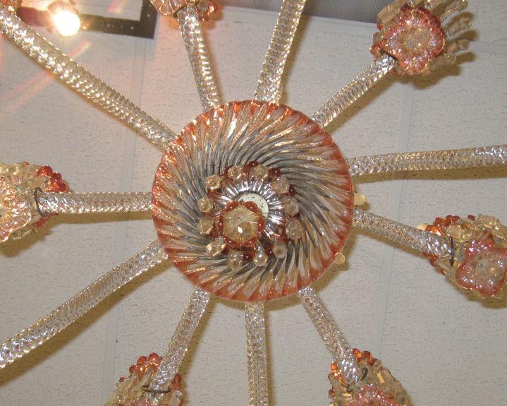 Rare Baccarat Rose Tiente Red & Amber Glass Chandelier