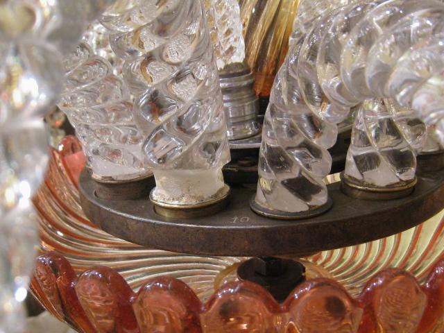 Rare Baccarat Rose Tiente Red & Amber Glass Chandelier