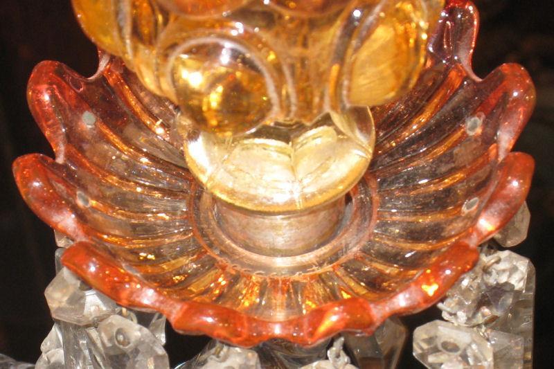 Rare Baccarat Rose Tiente Red & Amber Glass Chandelier