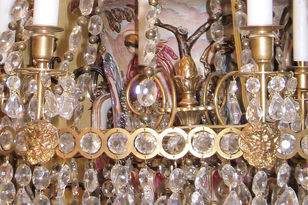 Antique Russian Empire Style Bronze Crystal Chandelier
