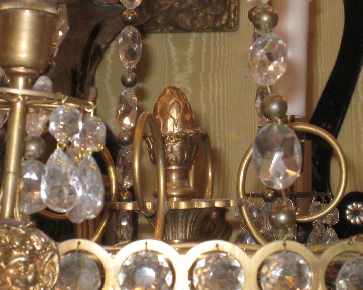 Antique Russian Empire Style Bronze Crystal Chandelier