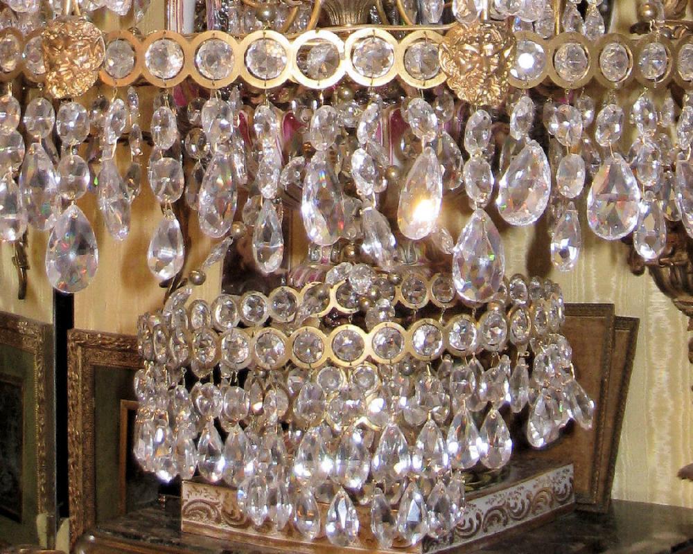 Antique Russian Empire Style Bronze Crystal Chandelier
