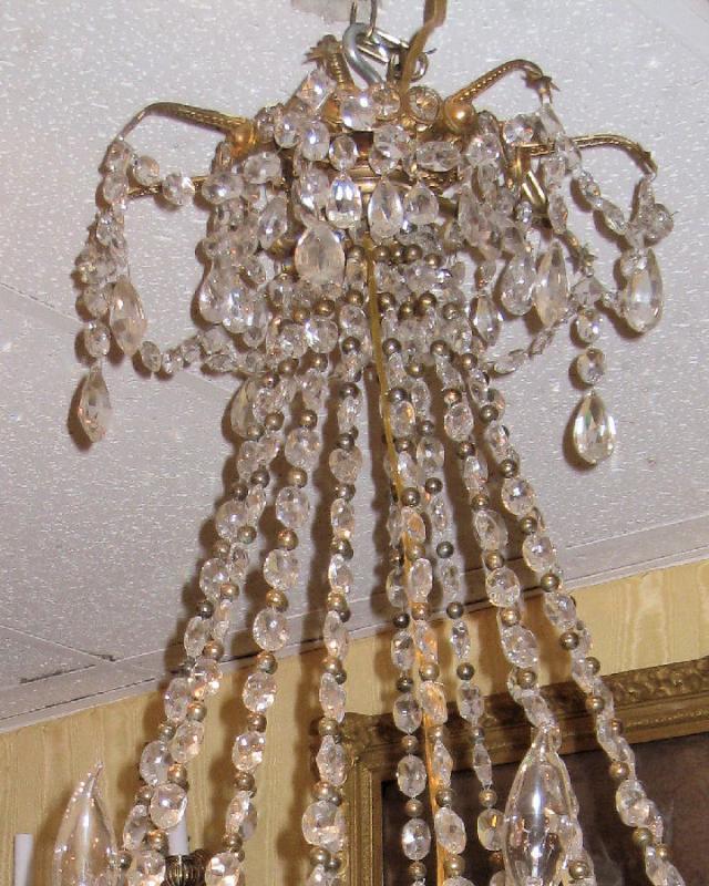 Antique Russian Empire Style Bronze Crystal Chandelier