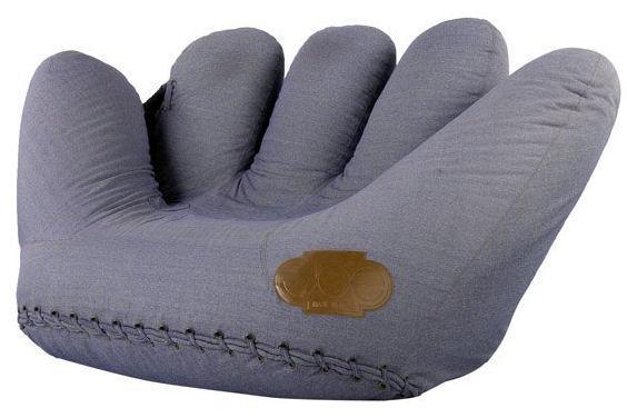 Rare Mid-Century Vintage Joe Blue Denin Baseball Glove Lounge Chair from Poltronova