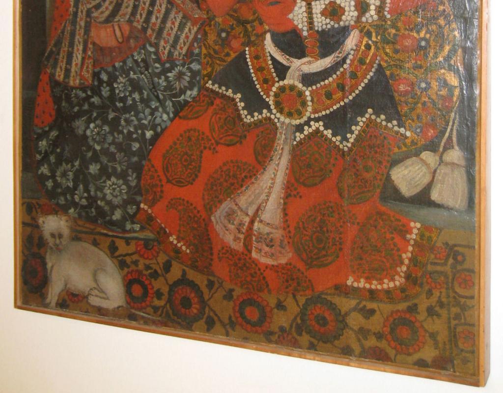 Qajar Persian Oil Painting Depicting Courting Prince