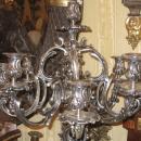 Pair Antique Silvered Bronze French Rococo Louis XV Style Candelabra