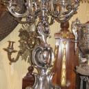 Pair Antique Silvered Bronze French Rococo Louis XV Style Candelabra