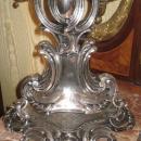 Pair Antique Silvered Bronze French Rococo Louis XV Style Candelabra
