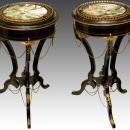 Pair French Napoleon III Ebonized Brass Mounted Jardinieres Gueridons
