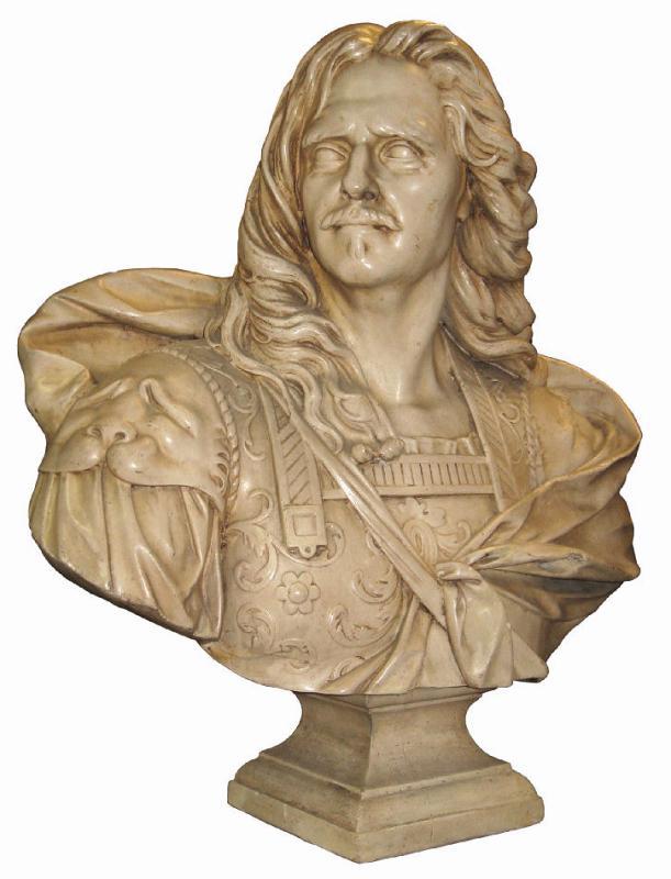 French Louis XIV General Henri de la Tour d'Auvergne Bust Sculpture After Derbais