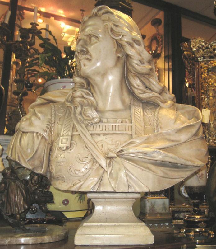 French Louis XIV General Henri de la Tour d'Auvergne Bust Sculpture After Derbais