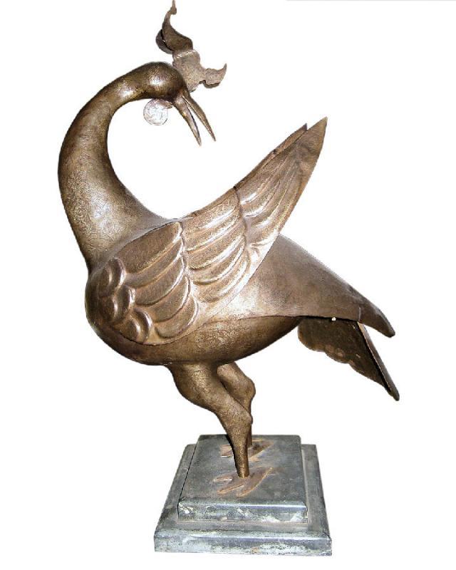 Antique Middle Eastern Arabic Islamic Qajar Persian Copper Bird Sculpture