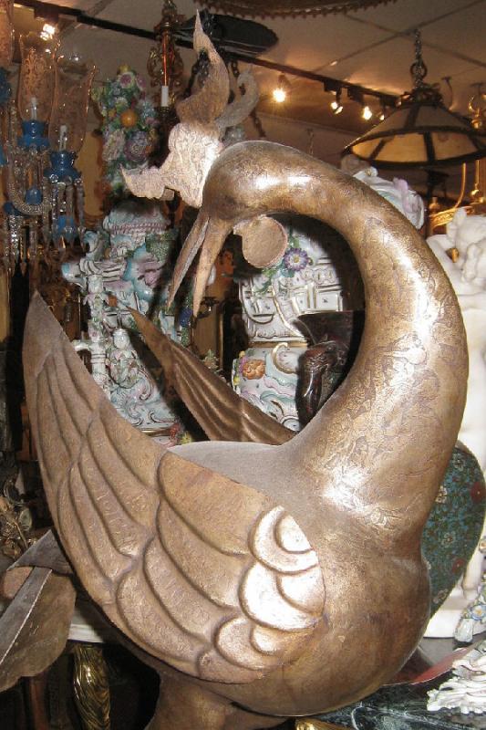 Antique Middle Eastern Arabic Islamic Qajar Persian Copper Bird Sculpture