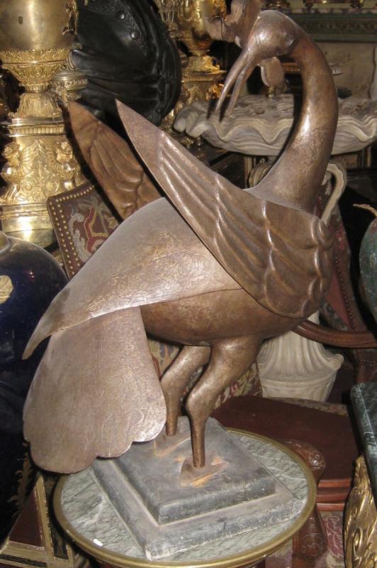 Antique Middle Eastern Arabic Islamic Qajar Persian Copper Bird Sculpture