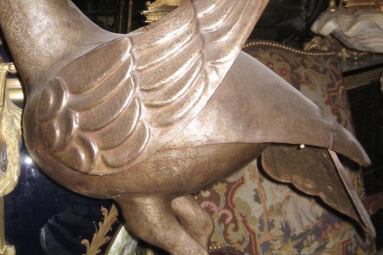 Antique Middle Eastern Arabic Islamic Qajar Persian Copper Bird Sculpture