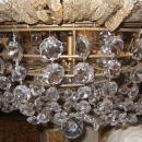 Antique French Louis XVI Style Beaded Crystal Gilt Brass Chandelier