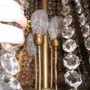Antique French Louis XVI Style Beaded Crystal Gilt Brass Chandelier