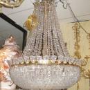 Antique French Louis XVI Style Beaded Crystal Gilt Brass Chandelier