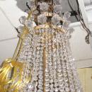 Antique French Louis XVI Style Beaded Crystal Gilt Brass Chandelier