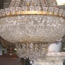 Antique French Louis XVI Style Beaded Crystal Gilt Brass Chandelier