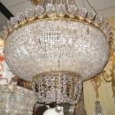 Antique French Louis XVI Style Beaded Crystal Gilt Brass Chandelier