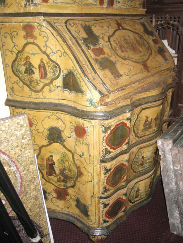 Antique Painted Italian Bureau Bookcase Desk Secretary