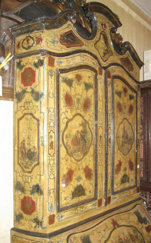 Antique Painted Italian Bureau Bookcase Desk Secretary