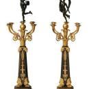 Pair Antique French Empire Ormolu Bronze Candelabra After Giambologna