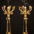 Pair Antique French Empire Ormolu Bronze Candelabra After Giambologna