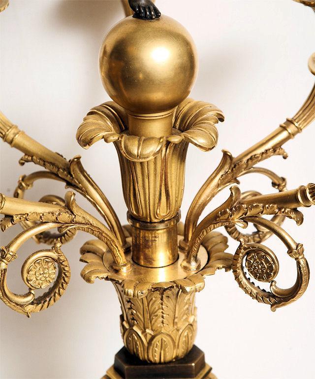 Pair Antique French Empire Ormolu Bronze Candelabra After Giambologna