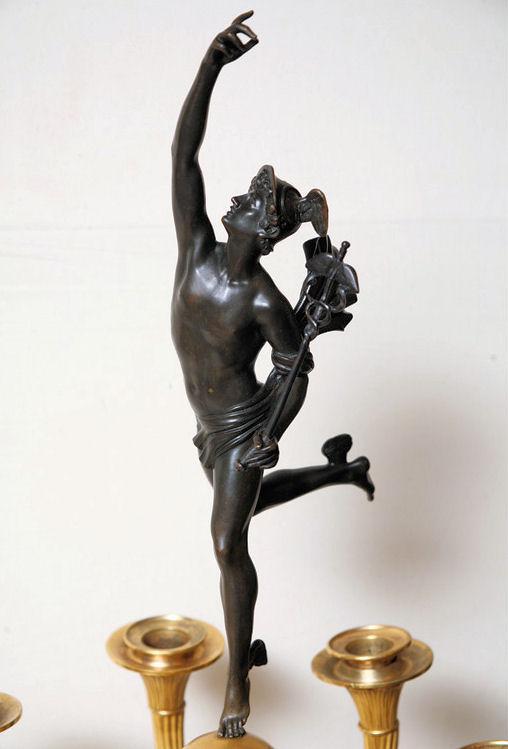 Pair Antique French Empire Ormolu Bronze Candelabra After Giambologna