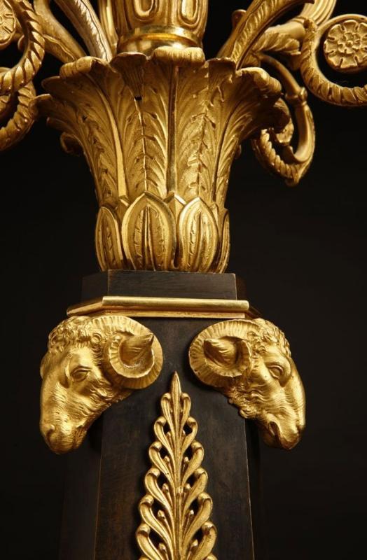 Pair Antique French Empire Ormolu Bronze Candelabra After Giambologna