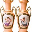 Pair Tall Antique French Paris Porcelain Neoclassical Vases
