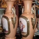 Pair Tall Antique French Paris Porcelain Neoclassical Vases