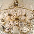 Russian Baltic Style Opaline Glass & Gilt Brass Chandelier