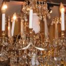 Russian Baltic Style Opaline Glass & Gilt Brass Chandelier