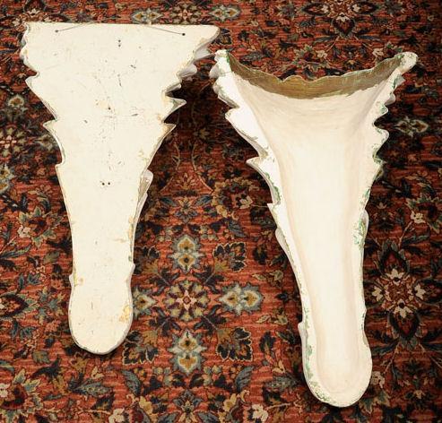 Pair Plaster Palm Form Sconces After Serge Roche