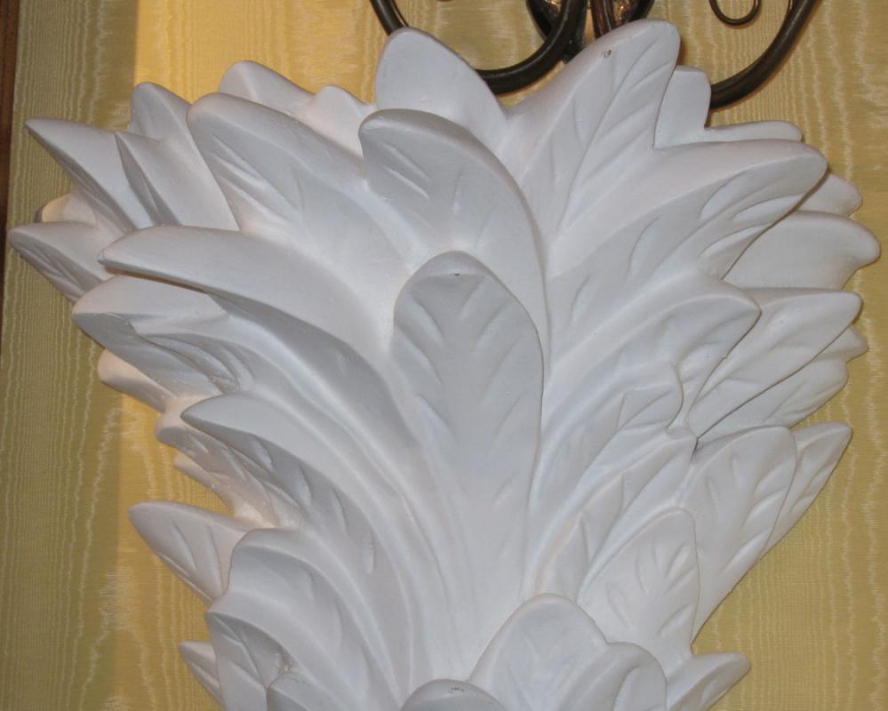 Pair Plaster Palm Form Sconces After Serge Roche
