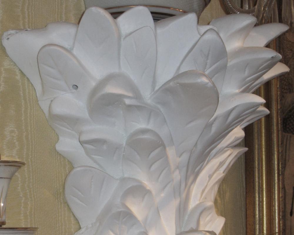 Pair Plaster Palm Form Sconces After Serge Roche