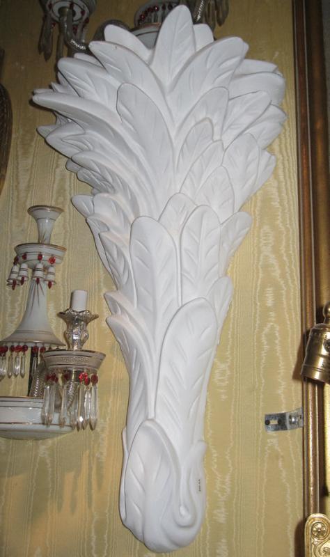 Pair Plaster Palm Form Sconces After Serge Roche