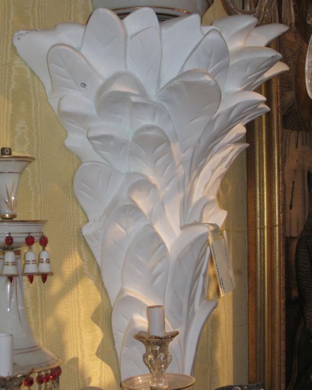 Pair Plaster Palm Form Sconces After Serge Roche