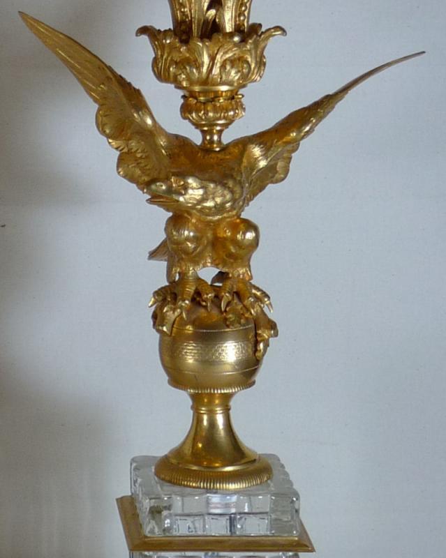 Pair Louis XV Federal Regency Style Gilt Bronze Candelabra with Eagles