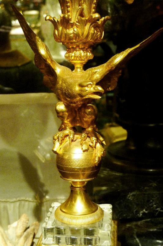 Pair Louis XV Federal Regency Style Gilt Bronze Candelabra with Eagles